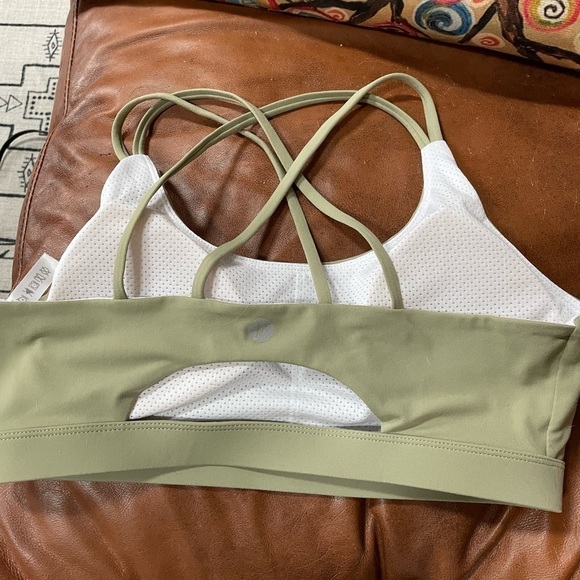 sports bra criss cross dusty green mesh high/medium impact size L - Picture 6 of 6